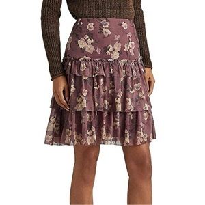 Lauren Ralph Lauren Floral Crinkle Georgette Miniskirt